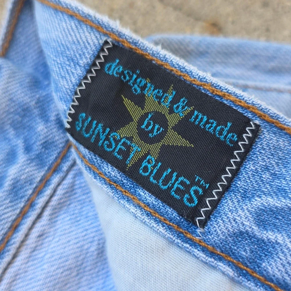 VTG Sunset Blues Jeans Size 26x27‎ High-Waisted Pleated Front Barrel Leg 80s USA
